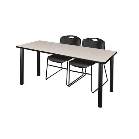 Kee Rectangle Tables > Training Tables > Kee Table & Chair Sets, 66 W, 24 L, 29 H, Maple MT6624PLBPBK44BK
